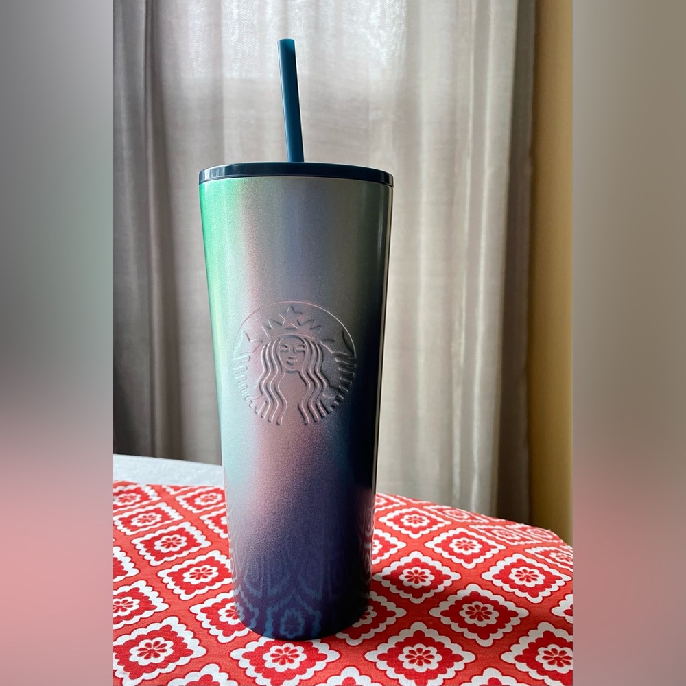 Starbucks 2021 Holiday Blue Green Ombré Stainless Steel Tumbler 24 oz